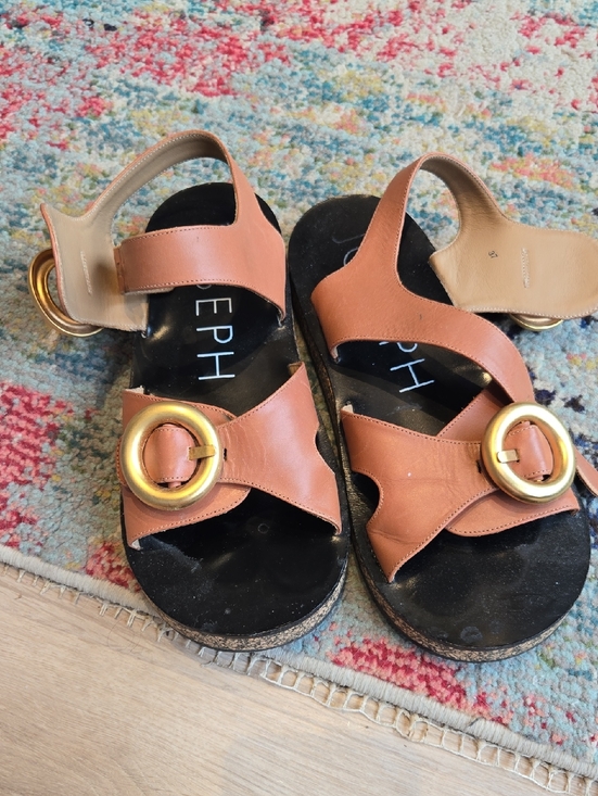 Joseph Shoes - Tan Leather Buckle Sandals for Women
